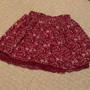 floral red mini skirt